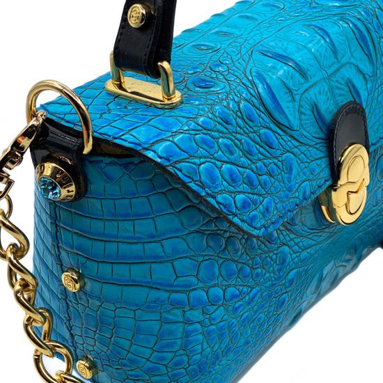 Сумка Marino Orlandi голубая кожаная - фото 4, 