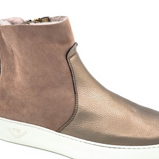 Ботинки Marzetti розово-бронзовые кожаные МЕХ - фото 5, 7853MD03 MZ