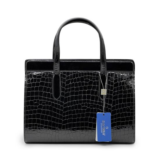 Саквояж Gilda Tonelli черный лакированный тиснение &quot;крокодил&quot; - фото 3, 1081 TON NERO