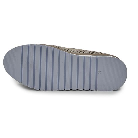 Слипоны Lab Milano бежево-серебристые кожаные с перфорацией - фото 4, 0860129 LAB BEIGE ARGENTO