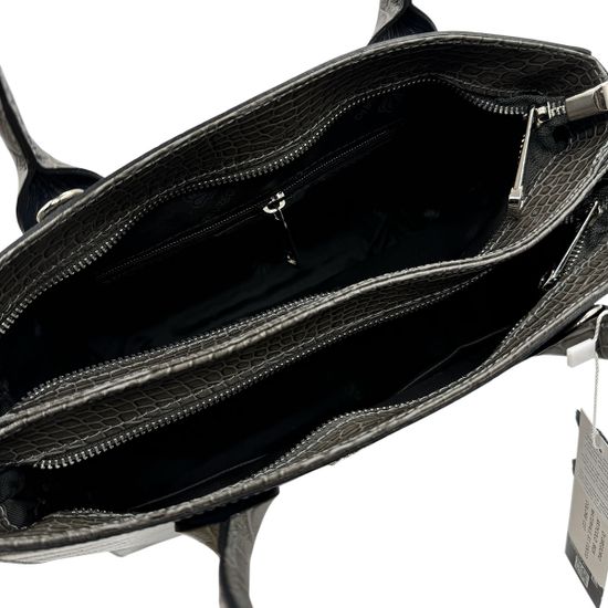 Сумка Di Gregorio серая кожаная тиснение &quot;крокодил&quot; - фото 6, 