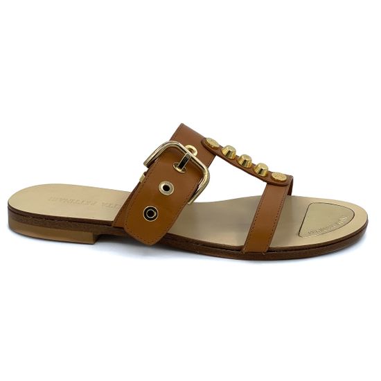 Шлепанцы Loretta Pettinari коричневые кожаные - фото 1, 4736 LP