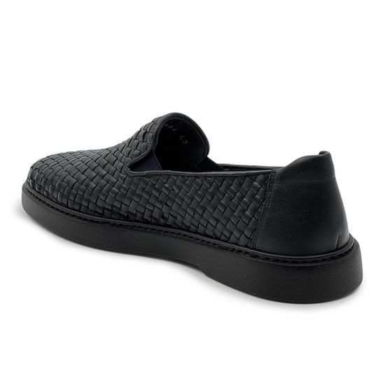 Слипоны GIANFRANCO BUTTERI черные из нубука плетеные - фото 3, 82604 BUT NERO