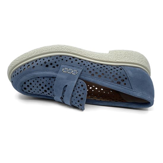 Лоферы летние MIMMU замшевые голубые с крупной перфорацией - фото 5, E303E9 MIM CIELO