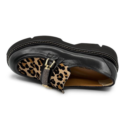 Лоферы женские Mot-Cle кожа/замша черные/леопард - фото 5, MOT2757 MOT LEO