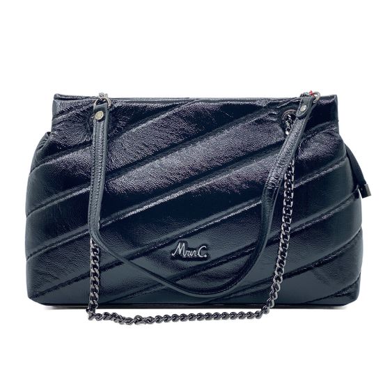 Сумка Marina Creazioni черная из стеганой лакированной кожи - фото 1, B6698 MC NERO LAK