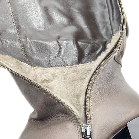 Сапоги Giorgio Piergentili серые кожаные МЕХ - фото 6, 