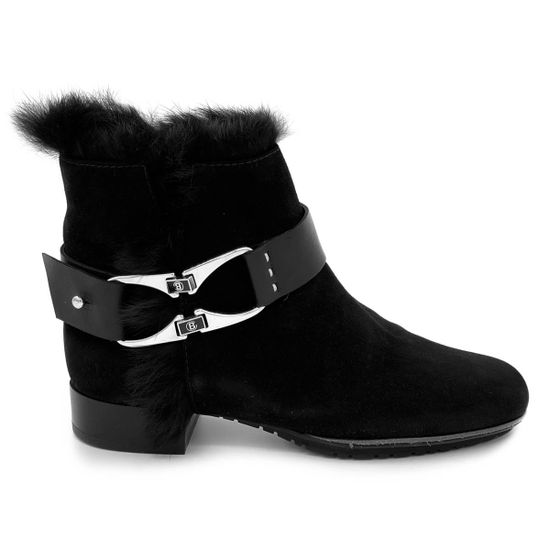 Ботинки Baldinini черные замшевые МЕХ - фото 1, 