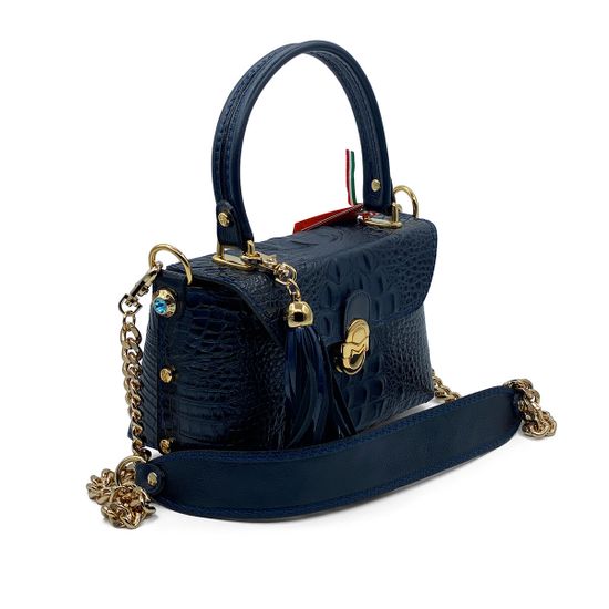 Сумка Marino Orlandi синяя кожаная крокодил - фото 2, 