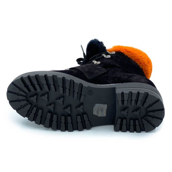 Ботинки Jeannot черно-рыжие замшевые МЕХ - фото 4, 70282(024) JN