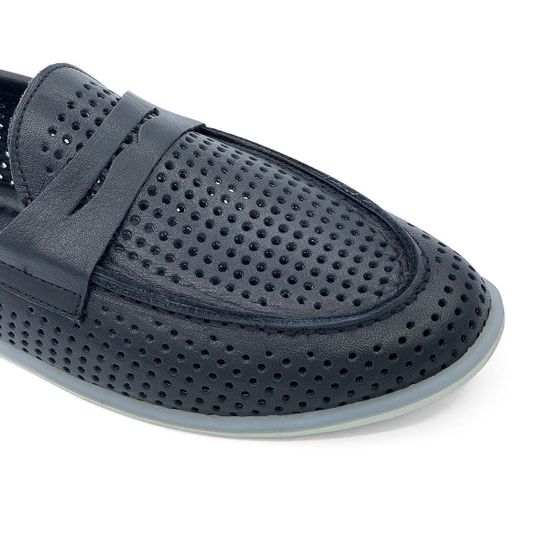 Лоферы Lab Milano черные кожаные перфорированные - фото 6, 173 LAB NERO