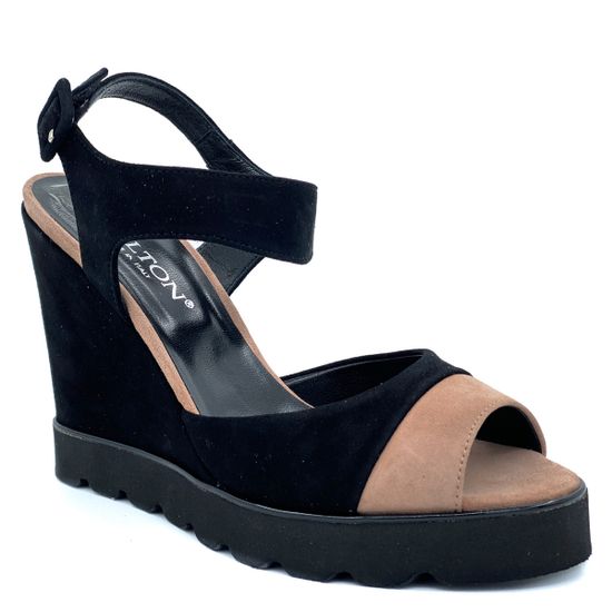 Босоножки Kelton черно-розовые замшевые - фото 2, 