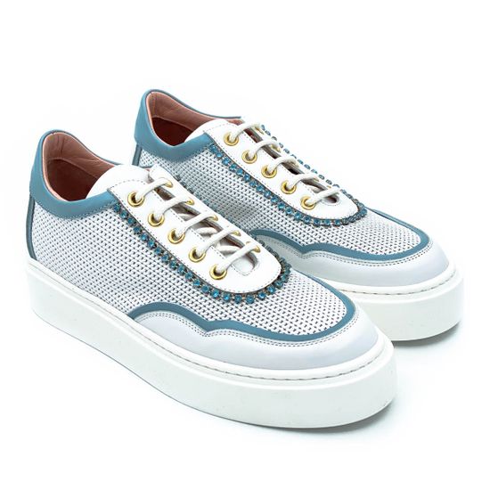 Кеды Ilasio Renzoni бело-голубые кожаные - фото 7, 4934 IR BLU