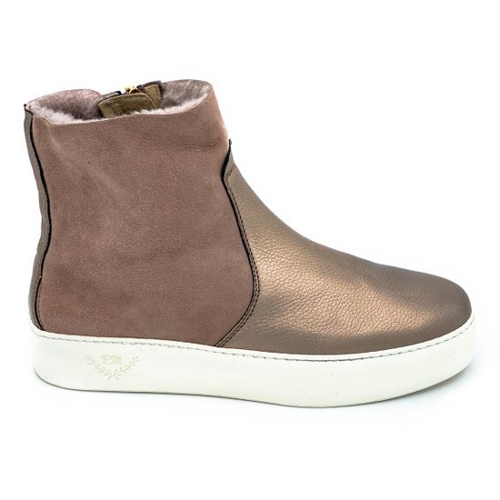 Ботинки Marzetti розово-бронзовые кожаные МЕХ - фото 1, 7853MD03 MZ