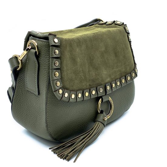 Сумочка Ripani зеленая комбинация кожи и замши - фото 2, 