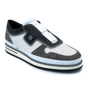 Кроссовки Giampieronicola бело-серые комбинация кожи и нубука - фото 2, A33879 GPN