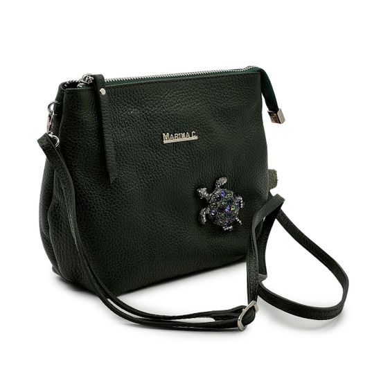 Сумка Marina Creazioni зеленая кожаная с черепахой - фото 2, 