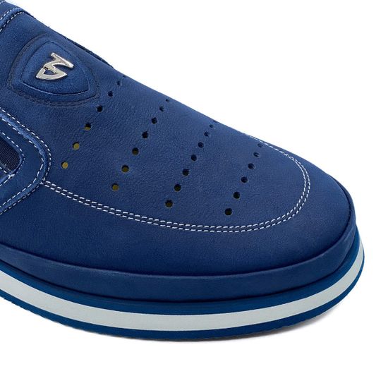 Слипоны Giampieronicola синие из нубука с крупной перфорацией - фото 6, 