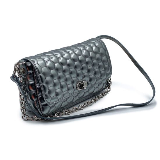 Клатч Marina Creazioni серебряного цвета кожаный - фото 2, 