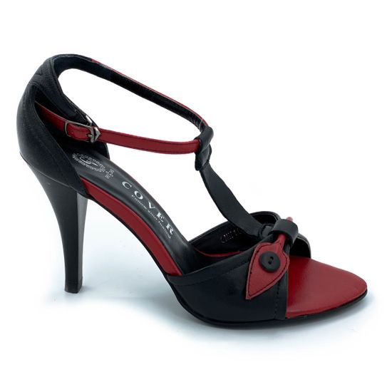 Босоножки Cover черно-красные кожаные - фото 1, 