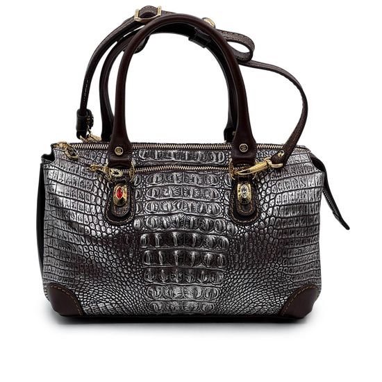 Сумка Marino Orlandi коричневая кожаная тиснение крокодил - фото 3, 4945 MO MORO