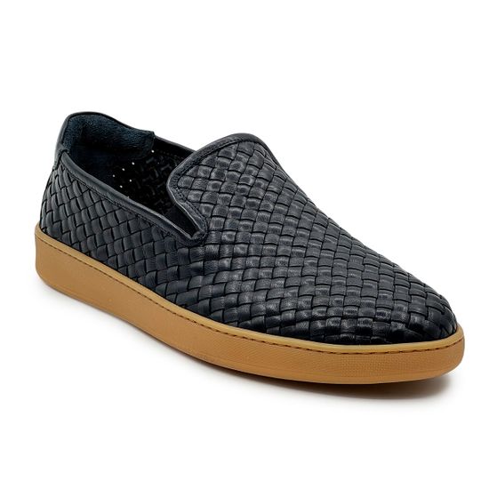 Слипоны Giampieronicola синие кожа плетеная - фото 2, H44557C GPN BLU