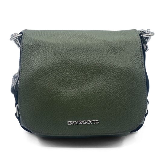 Сумка Di Gregorio зеленая кожаная с ручкой под питон - фото 1, 03237 DG OLIVA