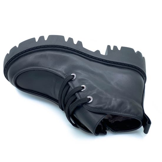 Ботинки Cover черные кожаные МЕХ - фото 5, 895-2-01 COV