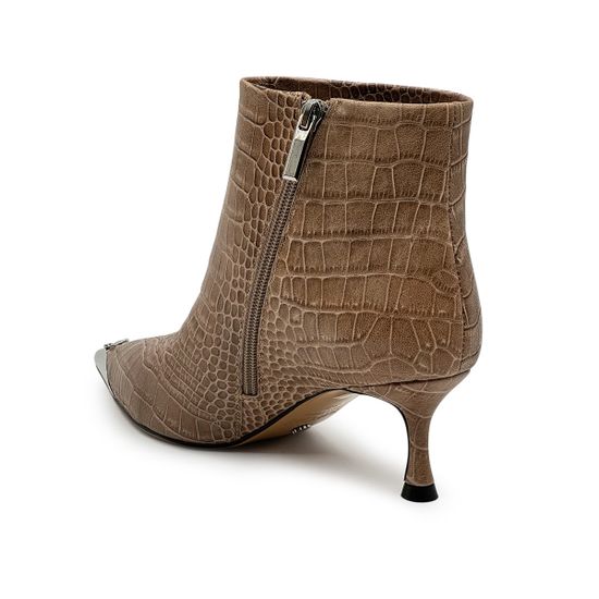 Ботильоны TUFFONI бежевые кожаные тиснение &quot;крокодил&quot; на байке - фото 3, 3524066LB TUF BEIGE