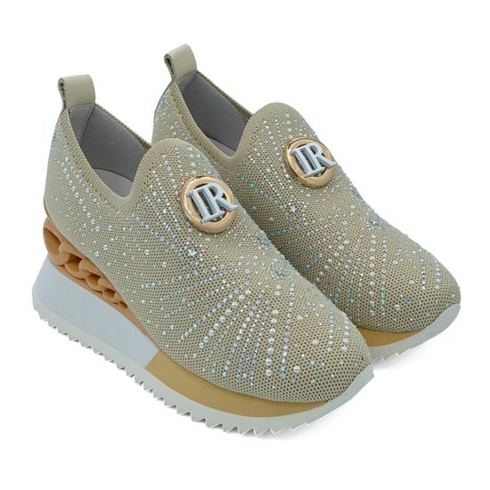 Кроссовки Ilasio Renzoni кожа и текстиль стрейч бежевые - фото 7, 