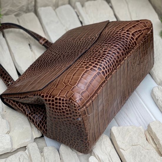 Сумка Ripani коричневая кожаная тиснение под рептилию - фото 5, 9268SO RP MORO