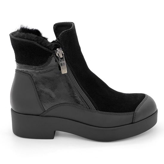 Ботинки Marzetti черные МЕХ комбинация замши и наплака - фото 1, 