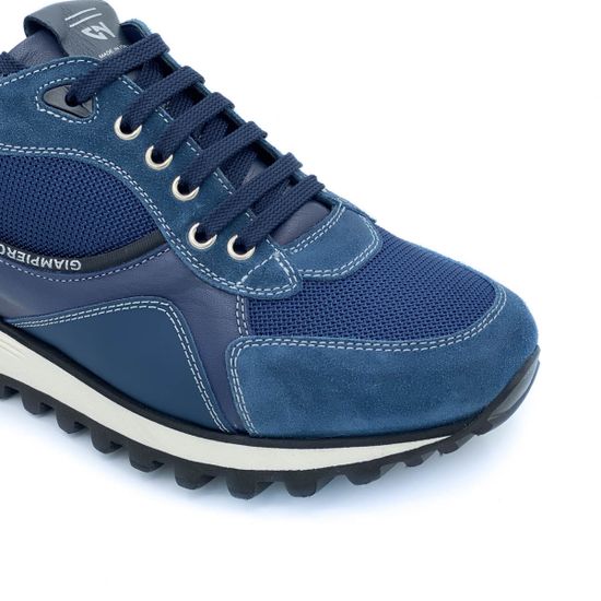 Кроссовки Giampieronicola синие комбинация кожи и нубука демисезонные - фото 6, E39394 GPN