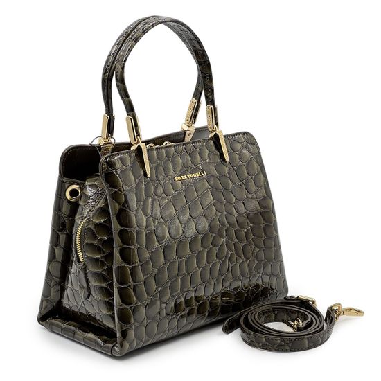 Сумка Gilda Tonelli зеленая лакированная тиснение &quot;крокодил&quot; - фото 2, 