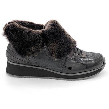 Ботинки Marzetti черные МЕХ комбинация замши и наплака - фото 1, 70742 MZ