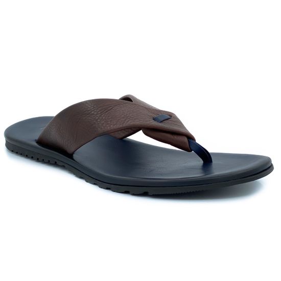 Вьетнамки Emozioni сине-коричневые кожаные - фото 2, 