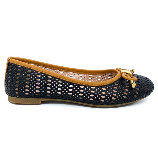 Балетки Renzi перфорированная кожа черные - фото 1, 