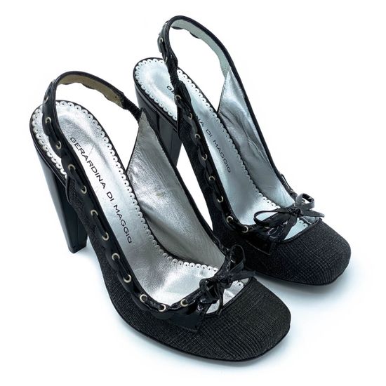 Босоножки Gerardino di Maggio черные комбинация кожи и текстиля - фото 6, 