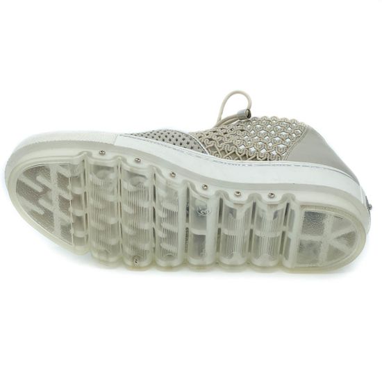 Полуботинки Mara бежевые комбинация кожи и текстиля - фото 4, 