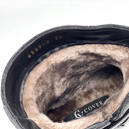 Ботинки Cover черные кожаные МЕХ - фото 7, 6369-2 COV