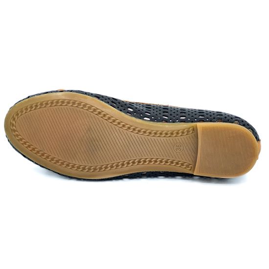 Балетки Renzi перфорированная кожа черные - фото 4, 