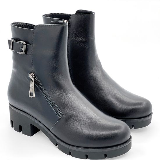 Ботинки Cover черные кожаные МЕХ - фото 7, 