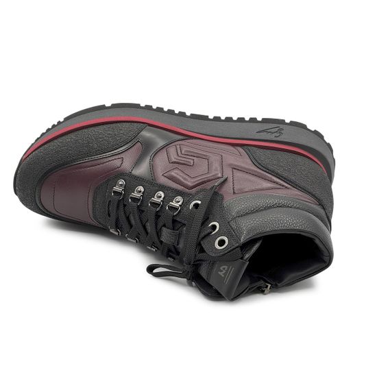 Ботинки GIAMPIERONICOLA черные/бордовые кожаные на байке - фото 5, N393158 GPN NERO/BORDO