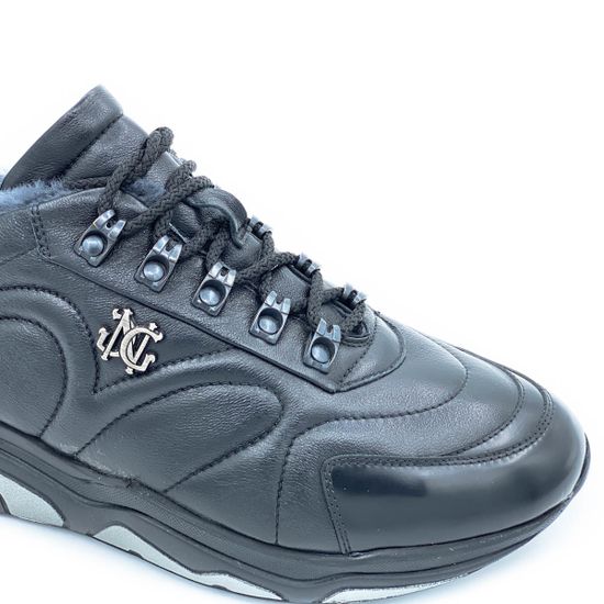 Кроссовки Giampieronicola черные кожаные МЕХ - фото 5, 