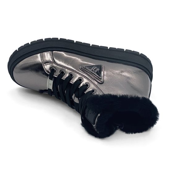 Ботинки Ilasio Renzoni серебряного цвета кожаные на меху - фото 5, 