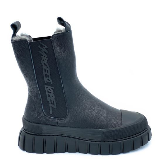 Ботинки Marcelo Lopez черные кожаные МЕХ - фото 1, RW02 ML