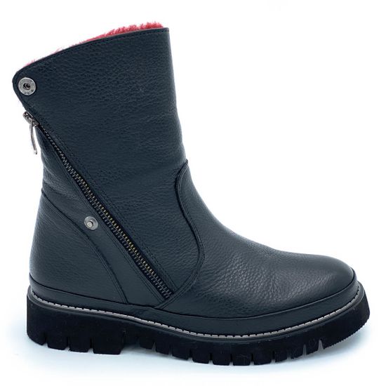 Полусапоги Lab Milano черно-бордовые кожаные МЕХ - фото 1, 