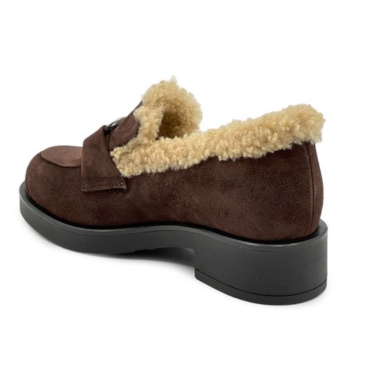 Лоферы Tiffi коричневые замшевые на меху - фото 3, A377 TI MORO