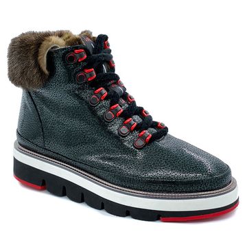 Ботинки женские Lab Milano черные на байке - фото 2, A21126 LAB