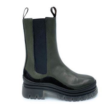 Ботинки челси Mimmu зеленые демисезонные комбинация кожи и замши - фото 1, E442E1 MIM VERDE